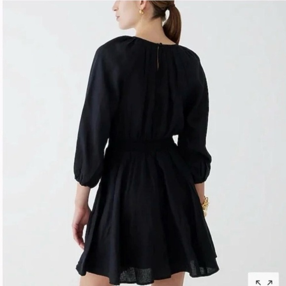 J. Crew Palmero Black Long Sleeve Linen Dress - Picture 4 of 7